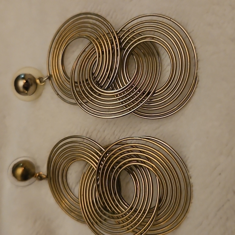 Vintage Spiral Atomic Mod Link Statement Dangle E… - image 3